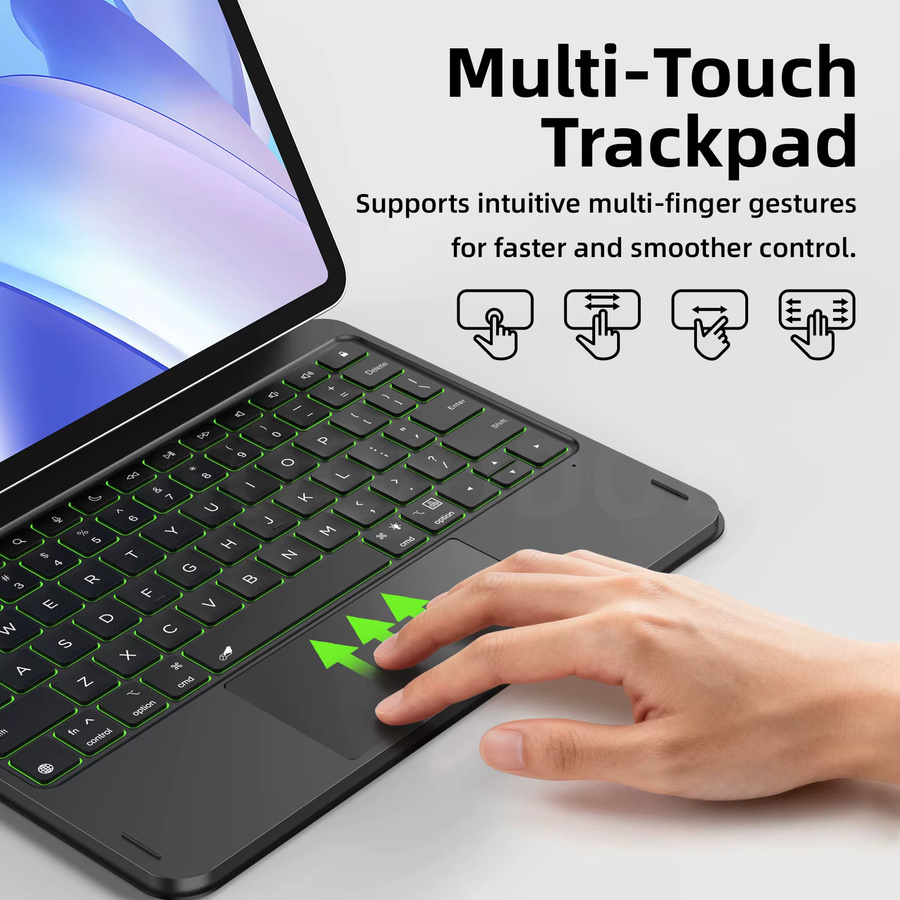 GOOJODOQ Smart Pogo Pin Magic Keyboard-Hülle für iPad Air 13 und iPad Pro 11 mit Multi-Touch Trackpad in Schwarz - Bild 5