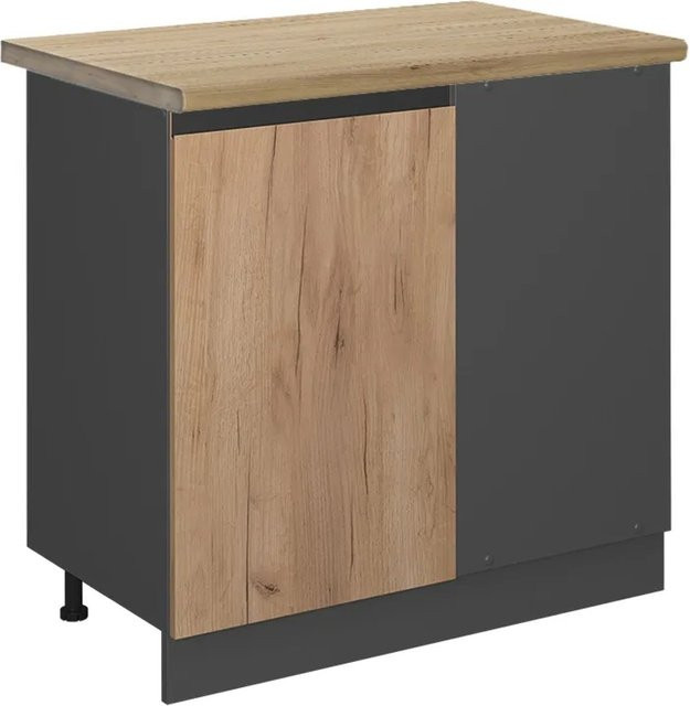 Vicco Eckunterschrank R-Line Goldkraft Eiche/Anthrazit, B/T/H: 86 x 60 x 81,6 cm - Bild 1