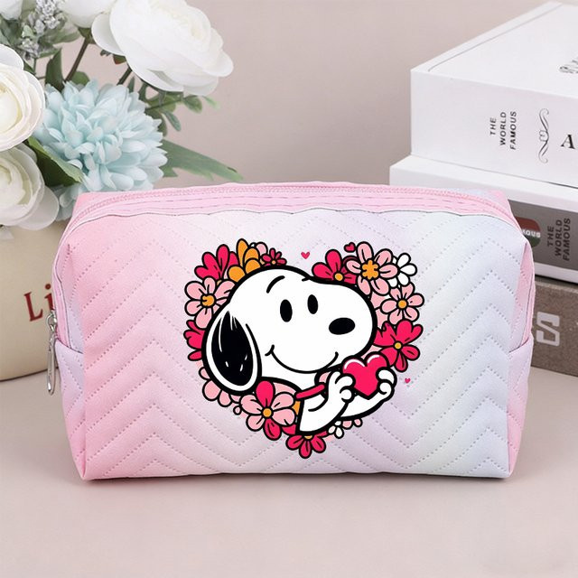 Bandai Snoopy Kosmetiktasche für Frauen in Pink mit großer Kapazität und Anime Cartoon Design - Bild 1