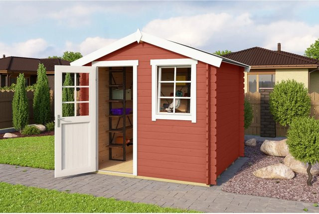Lasita Gartenhaus Maja Wels 2 aus Fichtenholz in Schwedenrot mit Satteldach und Boden B/T/H: 263,7 x 250 x 233,7 cm - Bild 1