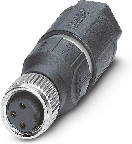 Phoenix Contact 1441066 Sensor-Aktor-Steckverbinder M8 Buchse gerade unkonfektioniert, 3-polig, schwarz, Metall - Bild 1