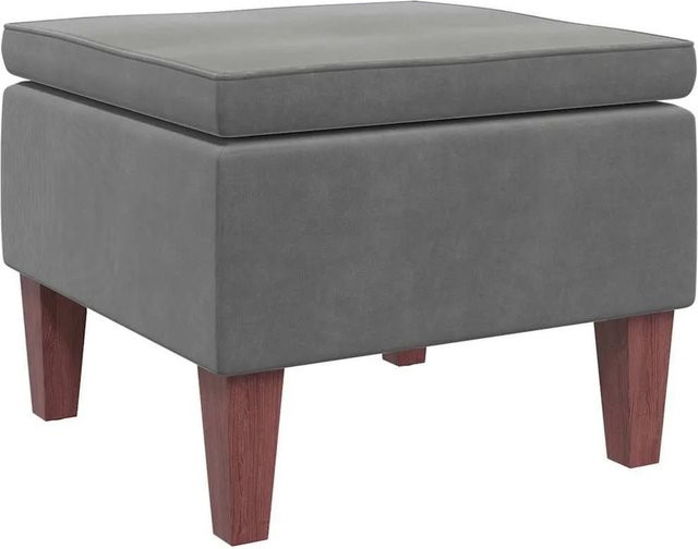 vidaXL Hocker aus Samt in Grau mit Holzbeinen aus Gummibaumholz - Bild 1