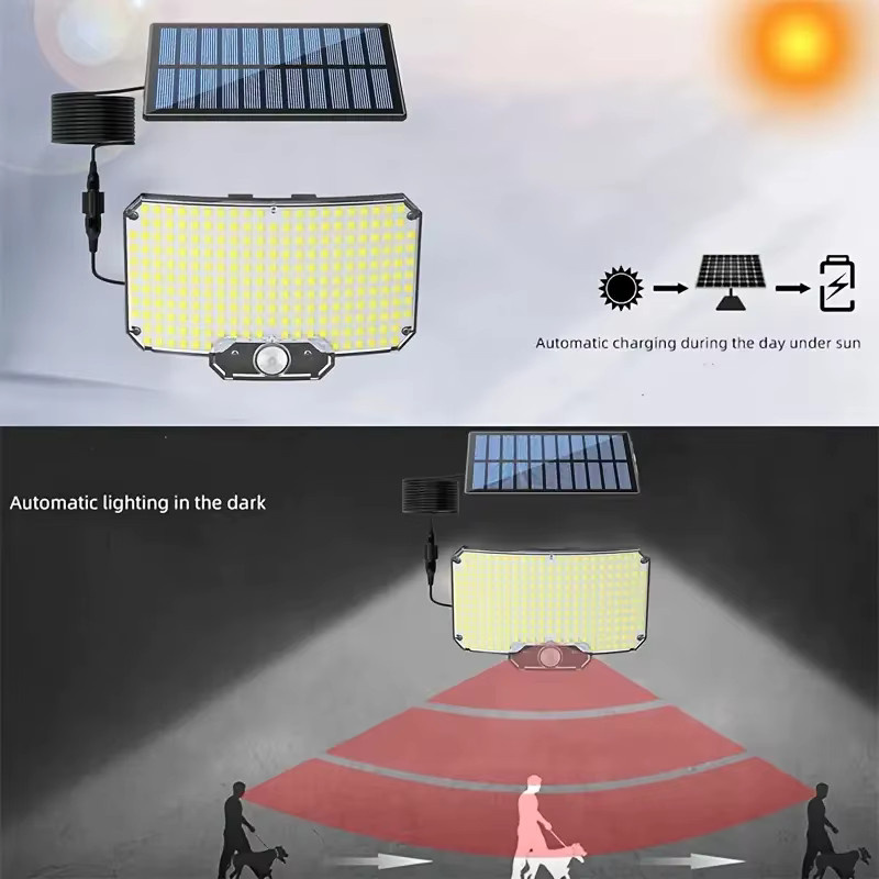 Arbrac 2er-Pack LED Solar-Sicherheitsflutlicht mit Bewegungssensor, IP65 wasserdicht, weißes Außenlicht für Garten, Terrasse und Garage - Bild 4