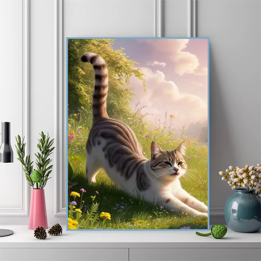 Momoart DIY Diamant-Stickerei Katzen-Gemälde mit bunten Strass-Diamanten für Erwachsene und Kinder, B/H: 20 x 30 cm - Bild 3