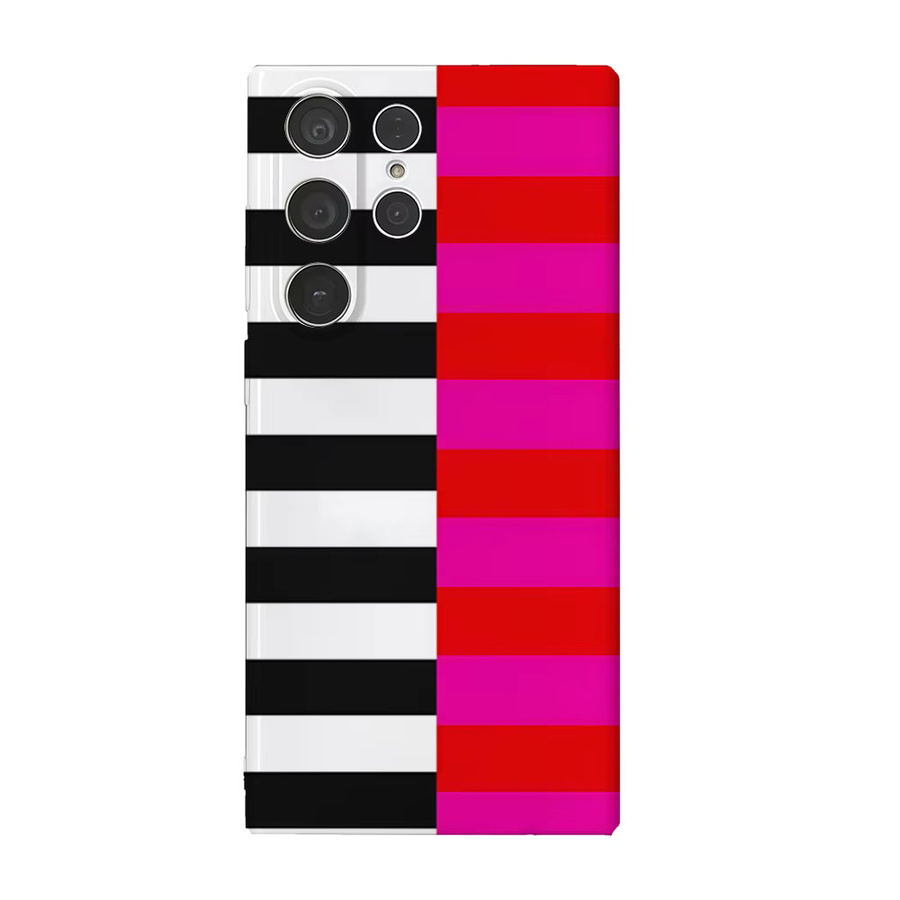 Glänzende Handyhülle mit rosa-schwarzem Streifenmuster für Samsung Galaxy S25 S24 S23 Ultra Plus A35 A55 Hard Cover - Bild 6