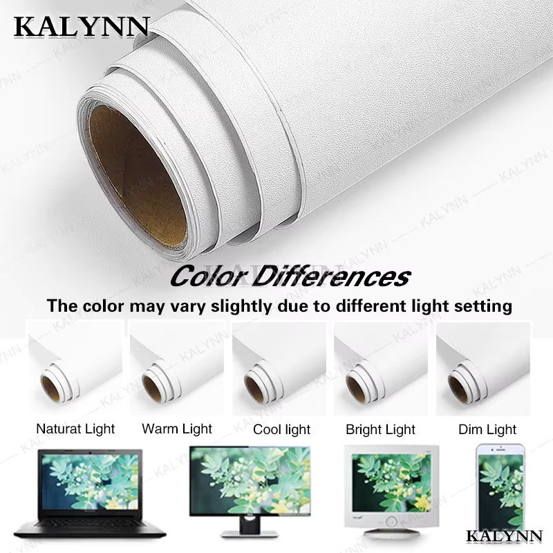 KALYNN Selbstklebende Vinyl Tapete in Weiß, Wasserdichte matte Wandgestaltung und Kontaktpapier für Wohnzimmer und Möbel - Bild 2