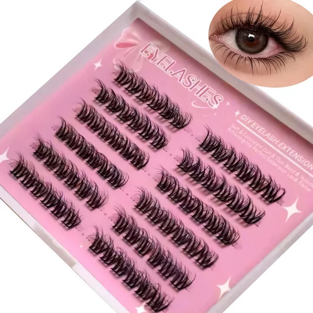 AMSDCN Künstliche Wimpern, 10 Reihen, schwarz, Unisex - Bild 1