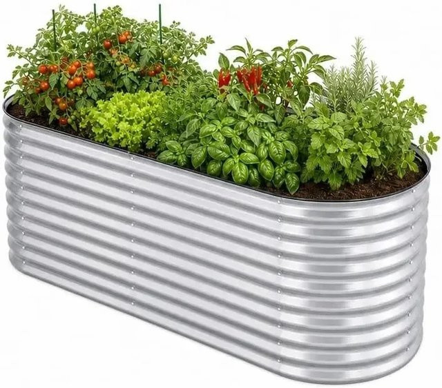HomeLuxWorld Hochbeet aus verzinktem Stahl in Silber, B/T/H: 160 x 80 x 80 cm - Bild 1