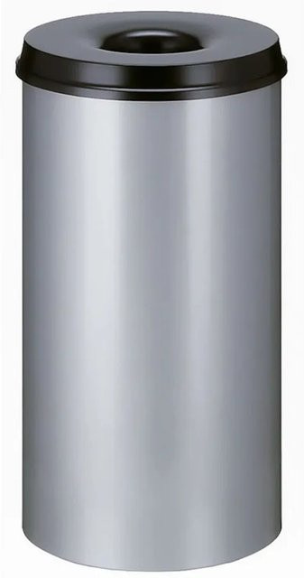 PROREGAL Selbstlöschender Papierkorb und Abfallsammler aus Metall in Grau und Schwarz, H: 63 cm, Ø: 33,5 cm - Bild 1