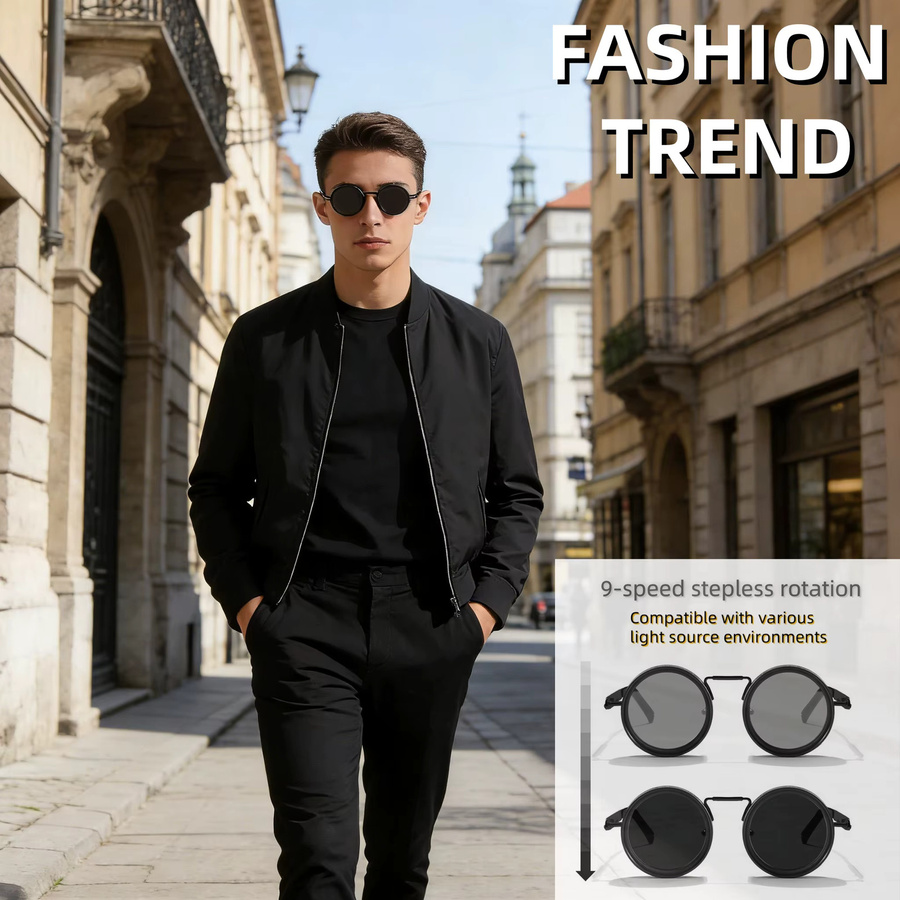 WEIPO Steampunk-Drehbrille, Vollrand, Round, Unisex, black - Bild 4