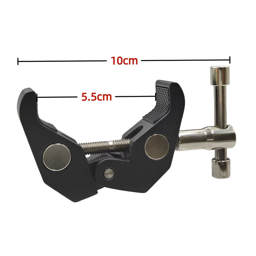 VeFly Multifunktionale Metall-Klemme aus Aluminiumlegierung mit 3/8 und 1/4 Zoll Schraubengewinde in Schwarz für Stativ und DSLR Kamera - Bild 2