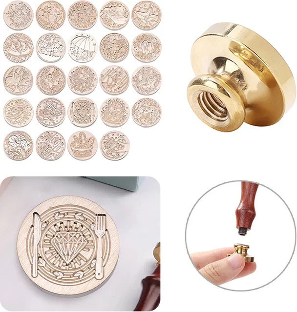 Shunmaii Rundes Siegel aus Kupfer in Gold für DIY Wachssiegel und Hochzeitskarten, Durchmesser: 25 mm - Bild 1