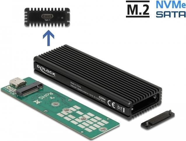 Delock Externes USB Type-C Combo Gehäuse für M.2 NVMe PCIe oder SATA SSD, Schwarz (42004) - Bild 2