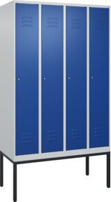 C+P Spind Classic PLUS Garderobenschrank mit 4 Abteilen, Stahlkonstruktion, blau, H x B x T: 212 x 120 x 50 cm - Bild 1