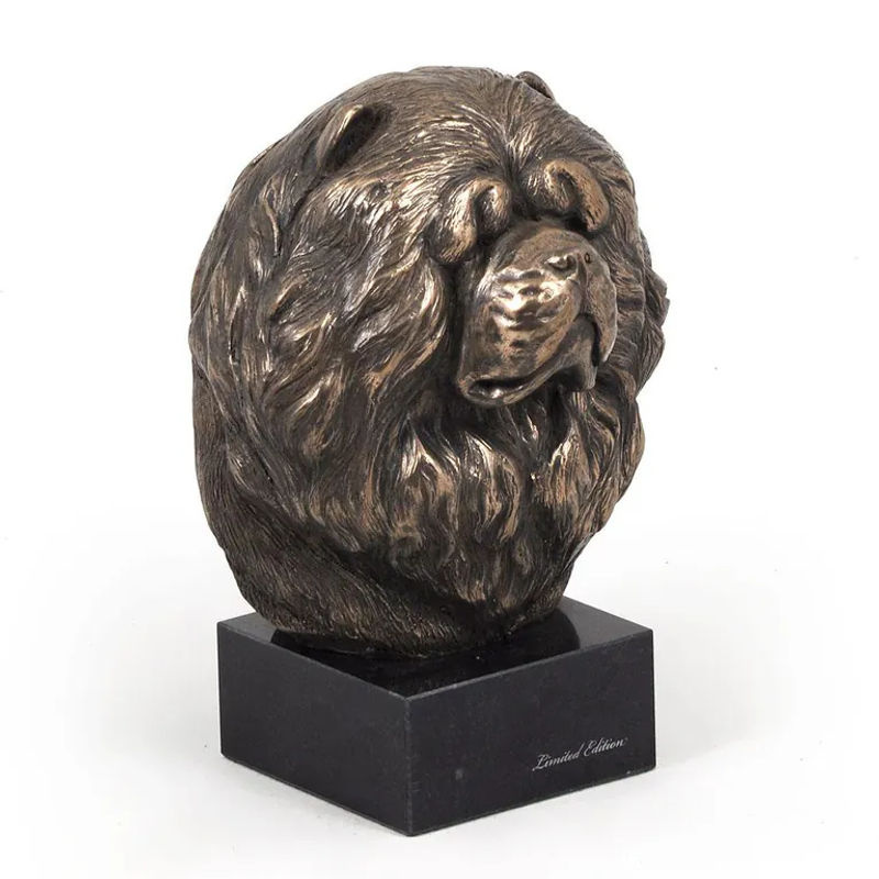 Chow Chow Hundestatue Art-Dog als Büste auf Steinsockel in Braun - Bild 5