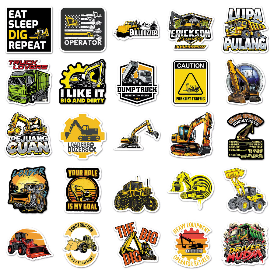 GOGOTU Baumaschinen-Graffiti-Aufkleber, Cartoon-Sticker, 50 Stück - Bild 3