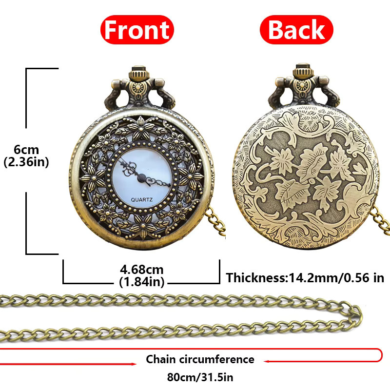 wecin Taschenuhr, Quarz, Bronze, Clamshell, Unisex - Bild 5
