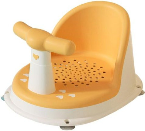 Yousheng Baby-Badestuhl mit ergonomischer Rückenlehne, Armlehnen und rutschfestem Ablaufnetz in Zitronengelb - Bild 1