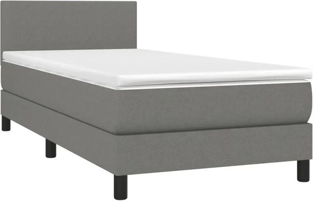 vidaXL Boxspringbett mit Matratze und LED-Unterbettbeleuchtung in Dunkelgrau, B/T: 90 x 200 cm - Bild 1