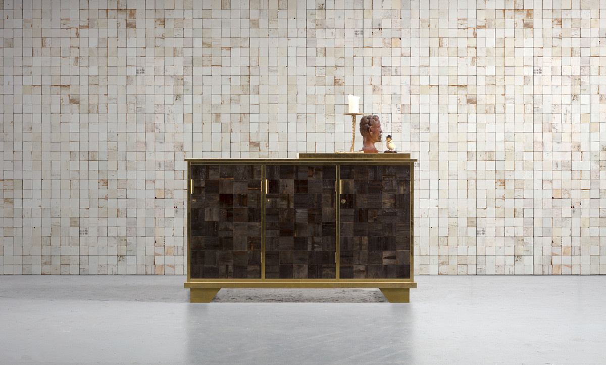 NLXL Tapete Mosaic Squares in Weiß und Beige, Vlies, geometrisches Abstract Design, modern - Bild 1