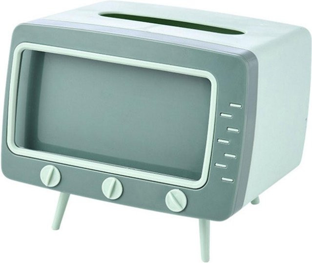 Multifunktionaler Schreibtisch-Papierhalter in TV-Form mit Handyständer und Taschentuchbehälter, Grau - Bild 1
