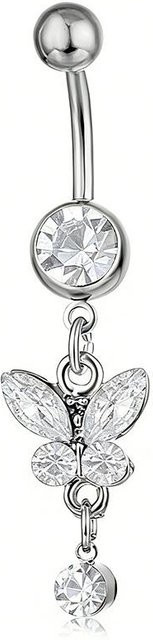 Keepi Bauchnabelring Schmetterling, Edelstahl, Kristall, Zirkonia, Damen - Bild 1