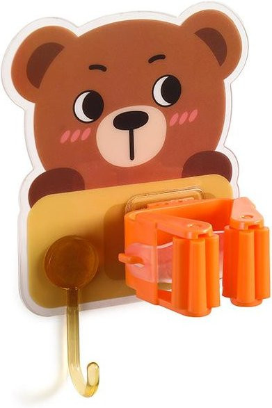 XYNN Multifunktionaler Mopphalter mit Haken und Cartoon-Design, Wandhängend, Braun - Bild 1