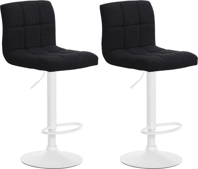 DELUKE Barhocker MADRID 2er Set, moderne Tresenhocker mit Lehne, Schwarz-Weiß, Stoff und Metall, 360 Grad drehbar - Bild 1