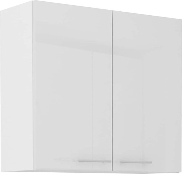 Küchen-Hängeschrank Lara Weiß Hochglanz mit Einlegböden und Flügeltüren, Breite: 80 cm - Bild 1