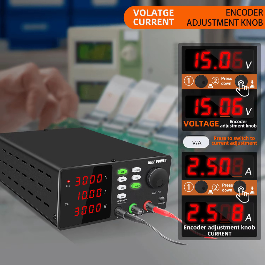 KUAIQU Programmierbares DC Netzteil 300V Schwarz mit M1-M4 Speicherfunktionen und schnellem Ausgang für die Laborreparatur - Bild 4