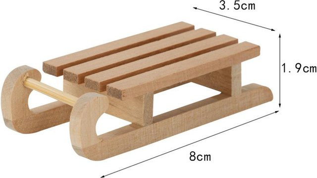 Mini-Simulations-Schneeschlitten Holz 1/12 Ornament für Puppenhaus - Bild 1