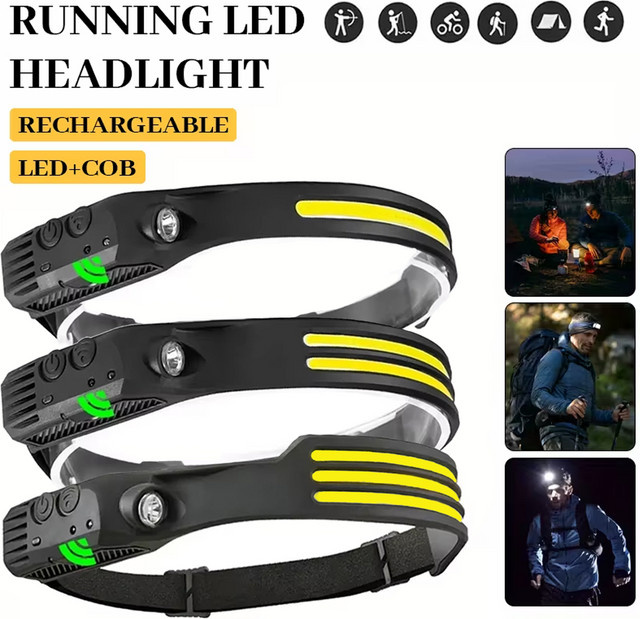 KDULIT COB LED Induktions-Scheinwerfer Schwarz mit USB-Akku als wiederaufladbare Arbeitslaterne für Outdoor, Camping und Garten - Bild 1