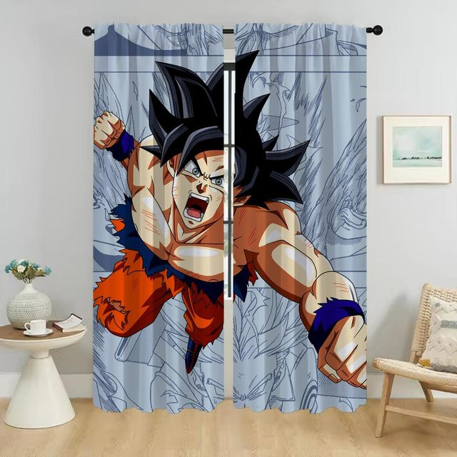 2er-Set Drachen Verdunkelungsvorhänge aus Tüll in Blau für Wohnzimmer und Schlafzimmer, Breite: 50 cm, Höhe: 70 cm - Bild 1