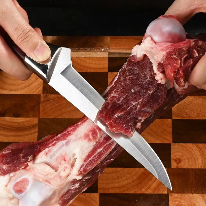 InLeung Handgeschmiedetes Ausbeinmesser aus Edelstahl in Silber mit Holzgriff - Bild 4