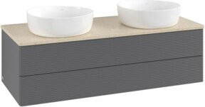V&B Waschtischunterschrank Antao mit Frontstruktur und Beleuchtung, Anthrazit lackiert, B/T/H: 120 x 50 x 50 cm - Bild 1