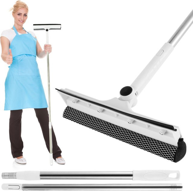 Willstar 2-in-1 Fensterreiniger mit Teleskopstiel und Schwammabzieher, Weiß, Höhe: 134 cm - Bild 1