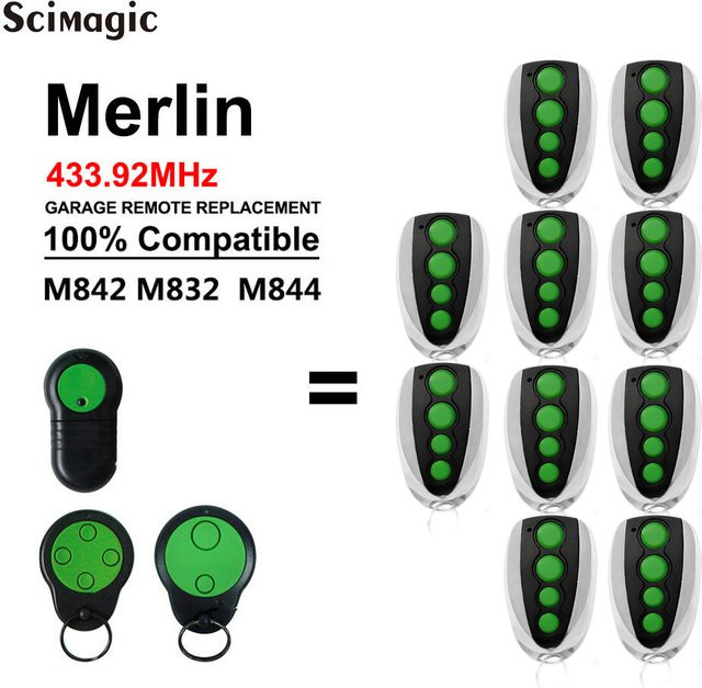 Merlin Garagentor-Fernbedienung Rolling-Code Toröffner-Sender 433,92 MHz für M842 M844 M832 M230T M430R - Bild 1
