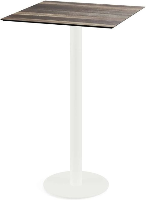 Feros Urban Stehtisch mit HPL-Platte in Weiß und Hellbraun, B/T/H: 70 x 70 x 109,2 cm - Bild 1