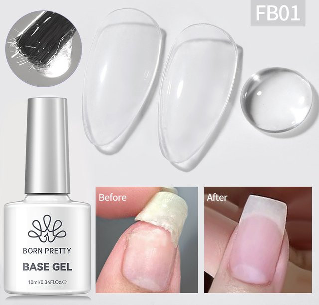 BORN PRETTY Faser-Gummi-Basislack, Kristallklar, 10 ml - Bild 1