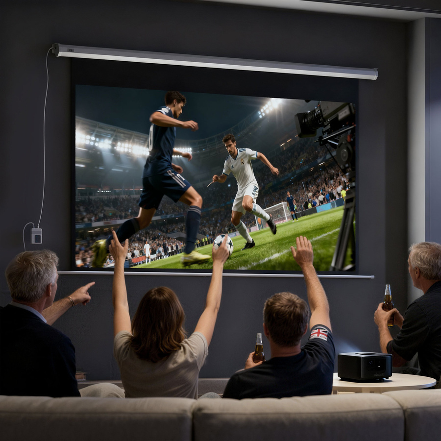 HOMCOM Elektrische Projektionsleinwand 100 Zoll mit Fernbedienung, 16:9 Format, HD 4K Unterstützung, Weiß, B: 221 cm, H: 125 cm - Bild 2