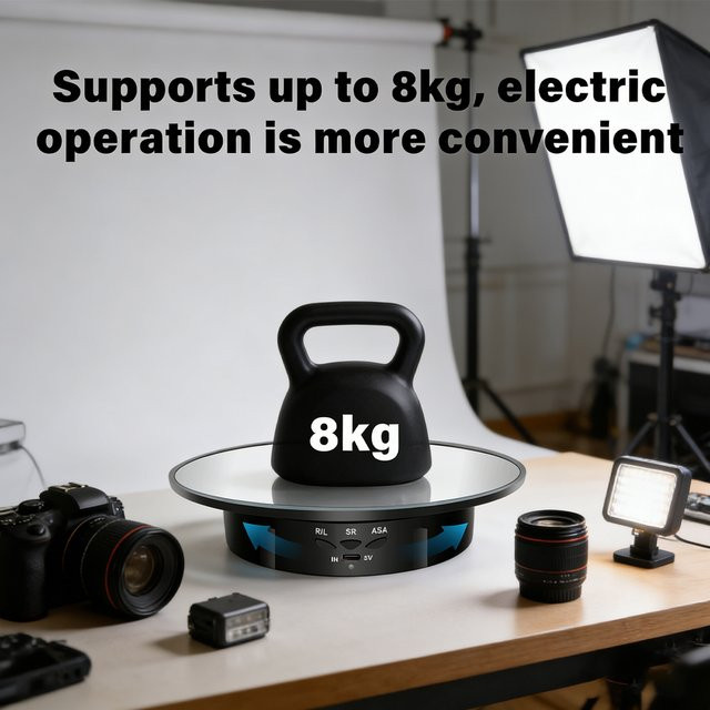 Elektrischer 360 Grad Drehteller für Produktpräsentationen und Videoaufnahmen mit 3 Geschwindigkeiten, Durchmesser: 20 cm, Farben: Weiß oder Schwarz - Bild 1