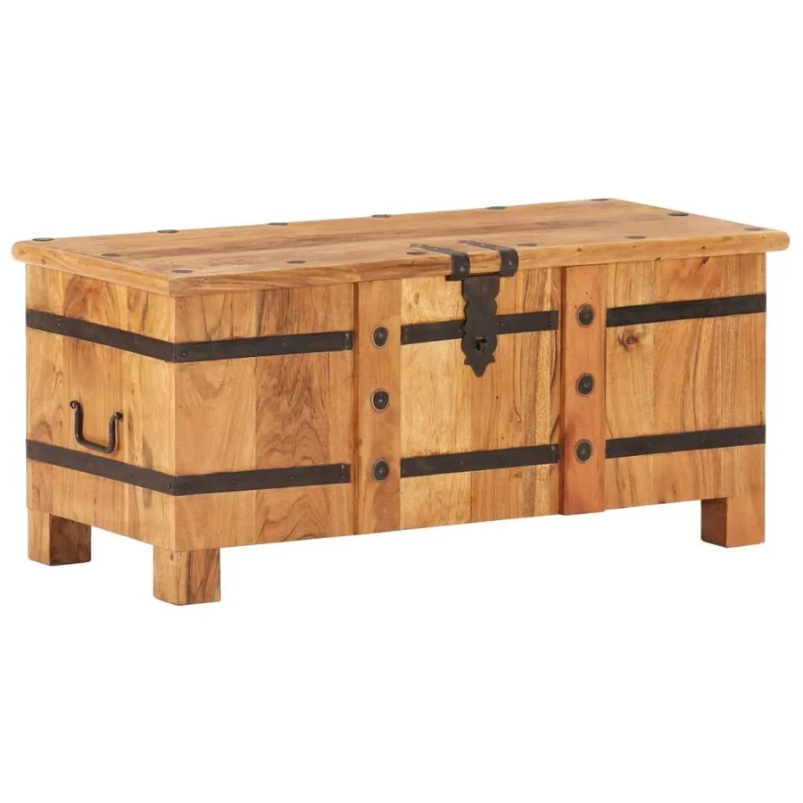 vidaXL Truhe aus Akazienholz in Dunkelbraun, B/T/H: 90 x 40 x 40 cm - Bild 2