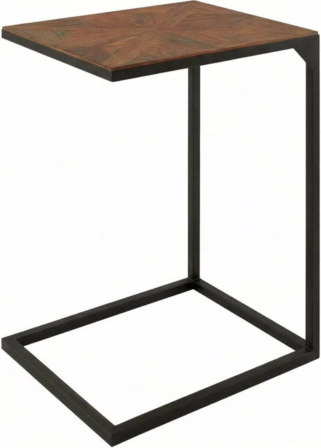 DELUKE Beistelltisch MARIT Eckig aus Mindiholz in Braun mit Mosaikstruktur, B/T/H: 45 x 35 x 61 cm - Bild 1