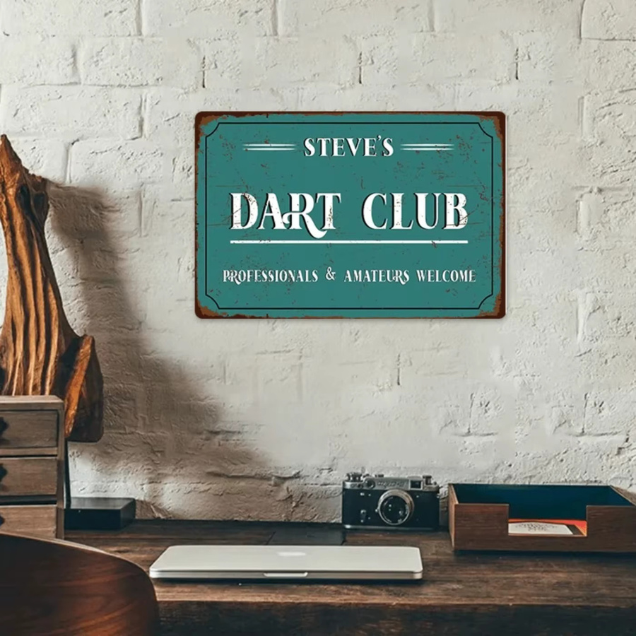 Personalisierbares Metallschild CIFBUY für deinen Dart Club im Vintage-Design, Dekoration für Man Cave und Game Room in Blau und Türkis - Bild 2