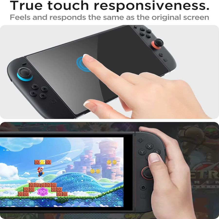 iPYZH 3er-Pack OneTouch Displayschutzfolie aus gehärtetem Glas für Switch 2 7,9 Zoll, Ultra-Klar, Transparent - Bild 4