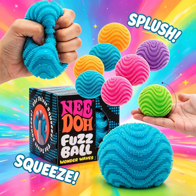 NeeDoh Fuzz Ball Wonder Waves, Sensorisches Quetschspielzeug, Fidget-Ball - Bild 1