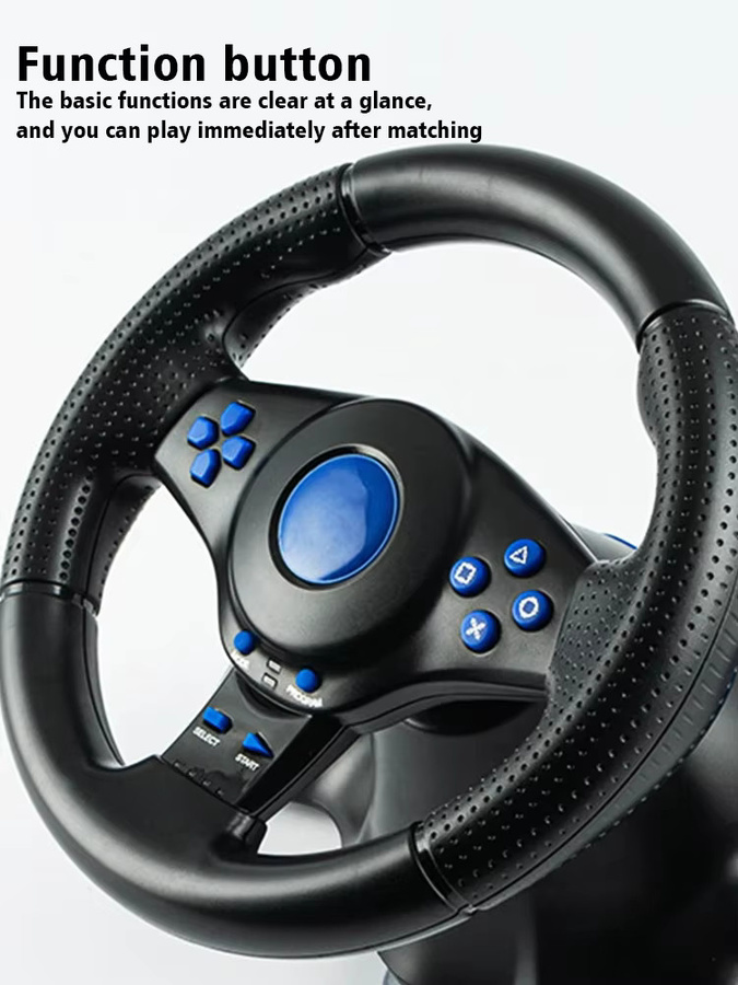 DATA FROG Racing Lenkrad mit Pedalen und Vibration Controller für PC und Konsole, Schwarz - Bild 2