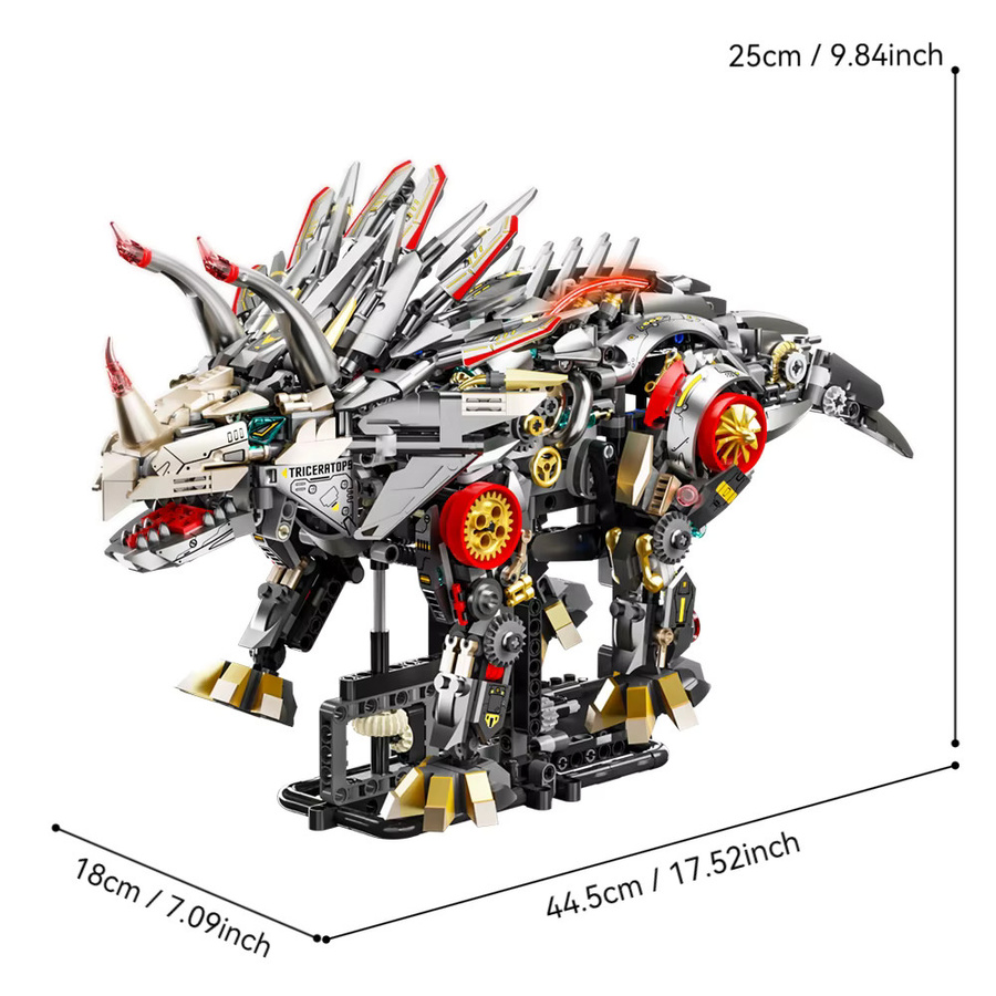 HUATEC Jurassic World Mechanischer Triceratops Dinosaurier-Bausatz, mit Licht - Bild 4