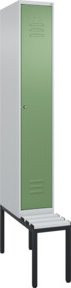 C+P Spind Classic PLUS Garderobenspind mit Sitzbank, 1 Abteil, Lichtgrau, B/H/T: 212,0 x 81,5 x 30,0 cm - Bild 1