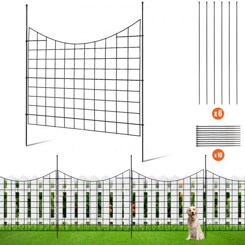 VEVOR 5er-Set Dekorativer Gartenzaun aus schwarzem Kohlenstoffstahl, Metallzaun ohne Graben für Garten und Beet, H x B: 93 x 75 cm - Bild 1